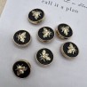 Пуговицы черные с золотистыми мухами, 25 мм