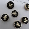 Пуговицы черные с золотистыми мухами, 25 мм