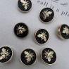 Пуговицы черные с золотистыми мухами, 25 мм