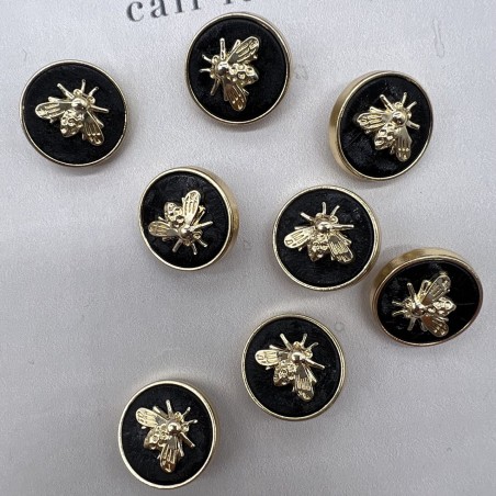 Пуговицы черные с золотистыми мухами, 20 мм