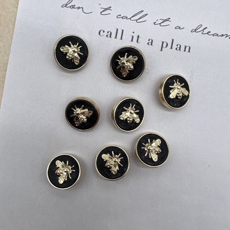 Пуговицы черные с золотистыми мухами, 20 мм