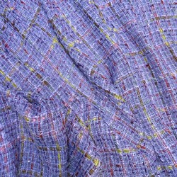 Твид яркий сиреневый, рыхлый, с цветными нитями и пайетками