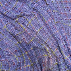 Твид яркий сиреневый, рыхлый, с цветными нитями и пайетками