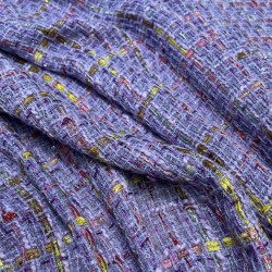 Твид яркий сиреневый, рыхлый, с цветными нитями и пайетками