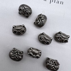 Пуговицы кошки металл темное серебро, 18 мм