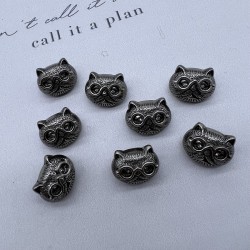 Пуговицы кошки металл темное серебро, 18 мм