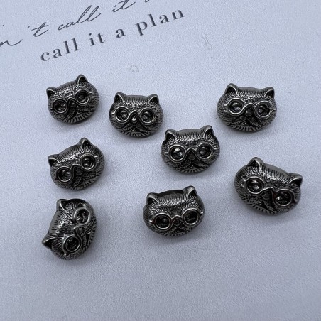 Пуговицы кошки металл темное серебро, 18 мм