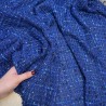 Твид яркий синий, рыхлый, с цветными нитями и пайетками