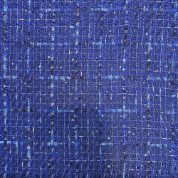 Твид яркий синий, рыхлый, с цветными нитями и пайетками