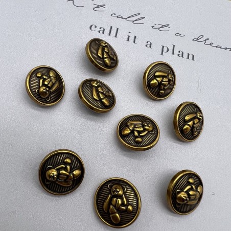 Пуговицы темное золото с медведями, 18 мм