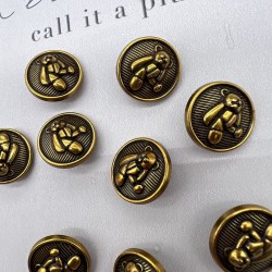 Пуговицы темное золото с медведями, 18 мм