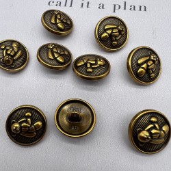 Пуговицы темное золото с медведями, 18 мм