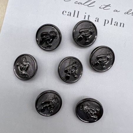 Пуговицы темное серебро с медведями, 23 мм