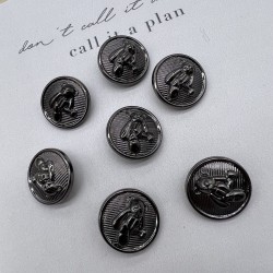 Пуговицы темное серебро с медведями, 23 мм