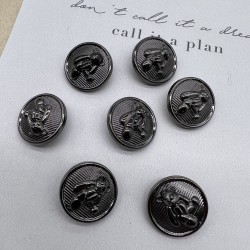Пуговицы темное серебро с медведями, 23 мм