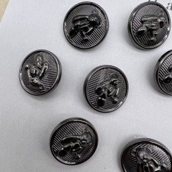Пуговицы темное серебро с медведями, 23 мм