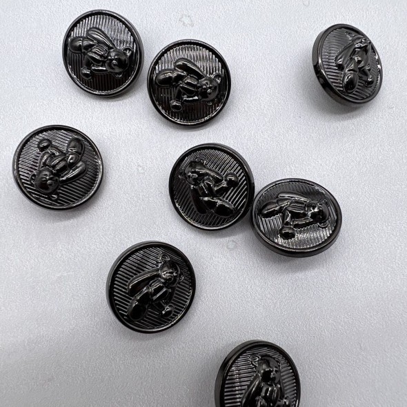 Пуговицы темное серебро с медведями, 18 мм