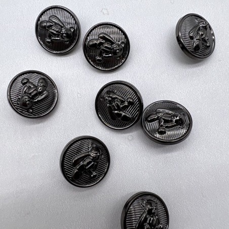 Пуговицы темное серебро с медведями, 18 мм