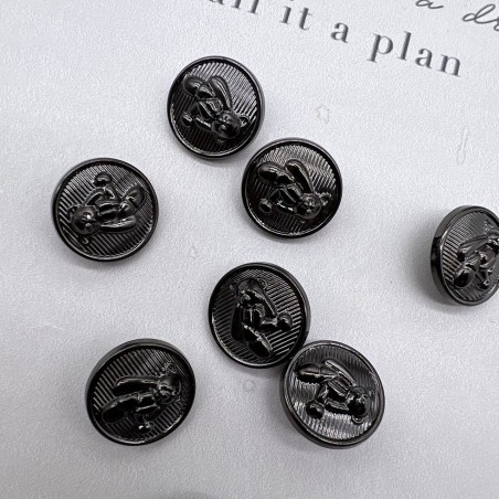 Пуговицы темное серебро с медведями, 18 мм