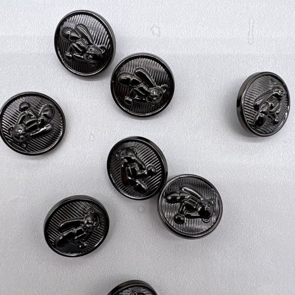 Пуговицы темное серебро с медведями, 18 мм