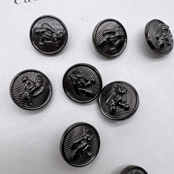 Пуговицы темное серебро с медведями, 18 мм