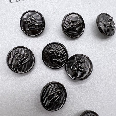 Пуговицы темное серебро с медведями, 18 мм