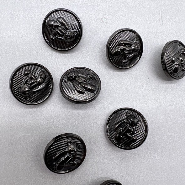 Пуговицы темное серебро с медведями, 18 мм