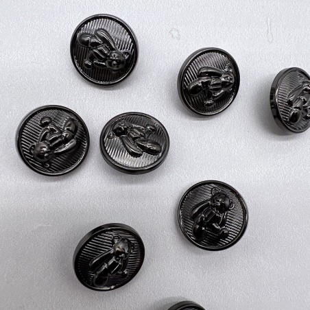 Пуговицы темное серебро с медведями, 18 мм