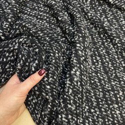 Твид черный плотный с серыми нитями букле