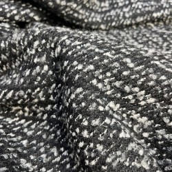 Твид черный плотный с серыми нитями букле