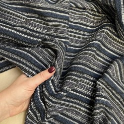 Твид хлопковый меланж в продольную полоску