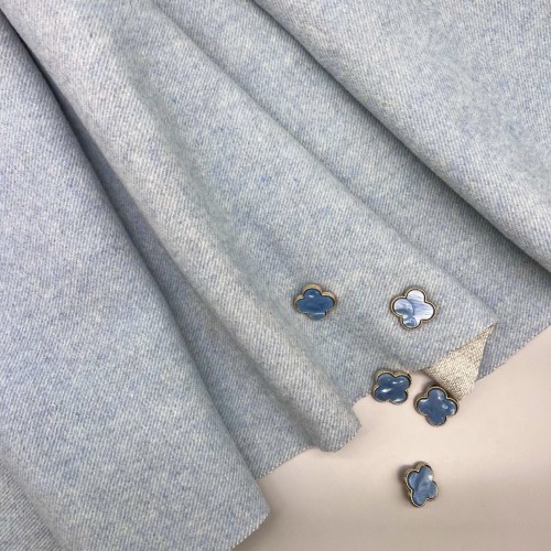 Ткань пальтовая бледно-голубой меланж, с шерстью в составе