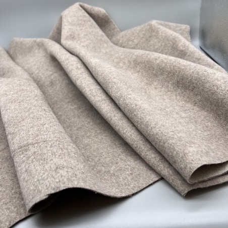 Ткань пальтовая бежевый меланж, с шерстью в составе 