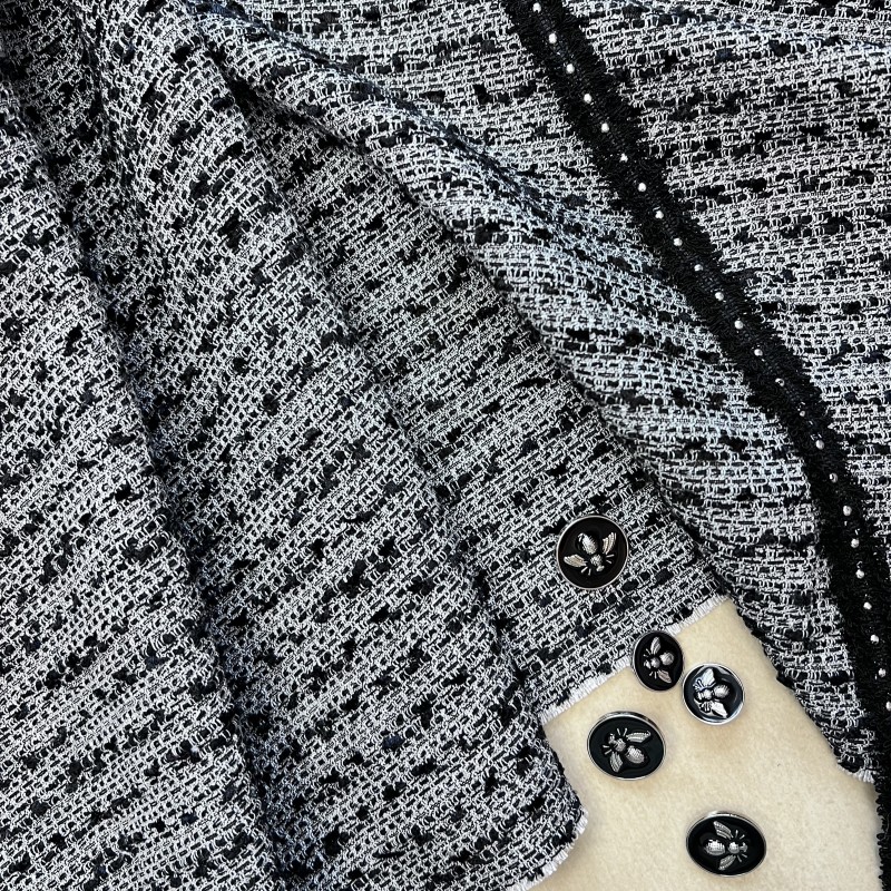 Чёрно-серый меланжевый твид