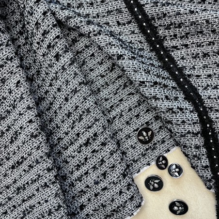 Чёрно-серый меланжевый твид