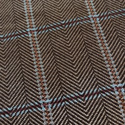 Ткань костюмная в коричнево-голубых тонах,крупная клетка