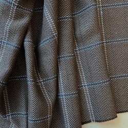 Ткань костюмная в коричнево-голубых тонах,крупная клетка