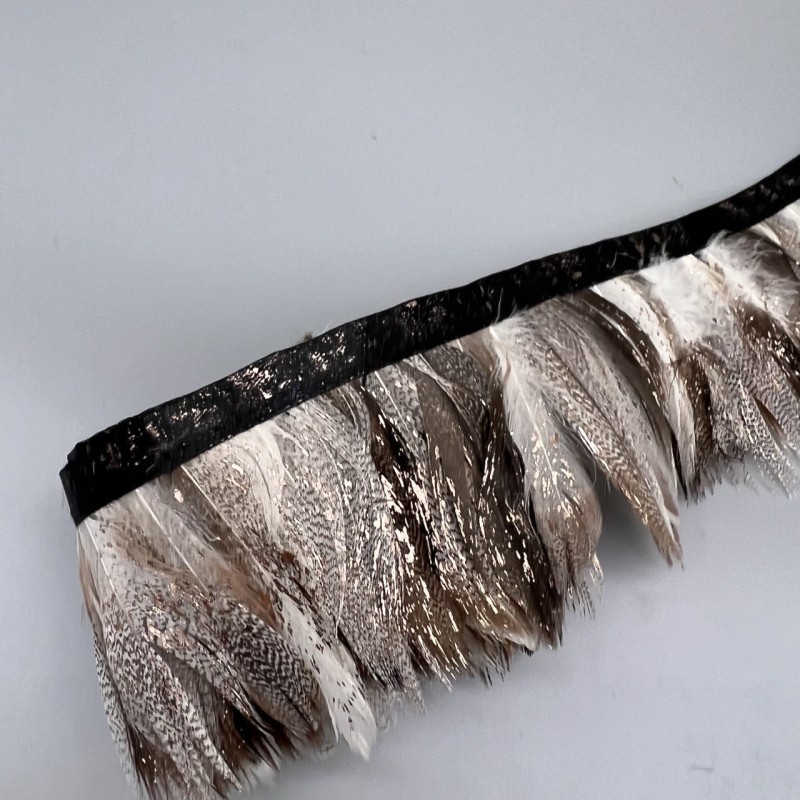 Перья натуральные с золотистым напылением, 6 см