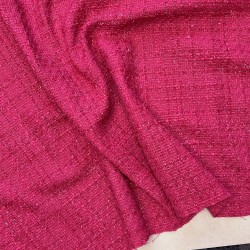 Твид однотонный классический цвета фуксии с блестящей нитью в тон