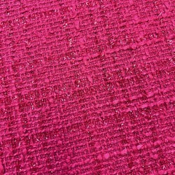 Твид однотонный классический цвета фуксии с блестящей нитью в тон