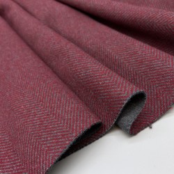 Ткань пальтовая серо-красная елочка с шерстью в составе