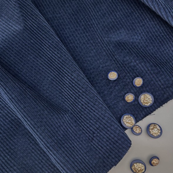 Вельвет хлопковый насыщенного сине-бирюзового оттенка