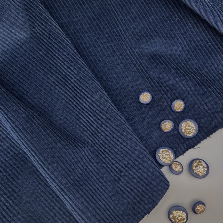 Вельвет хлопковый насыщенного сине-бирюзового оттенка