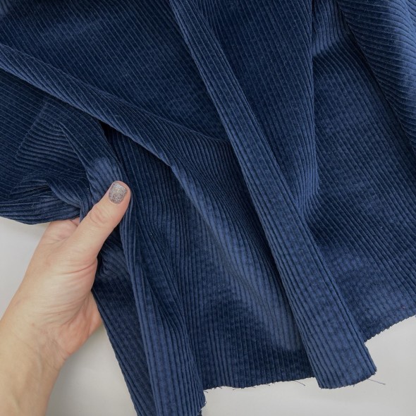 Вельвет хлопковый насыщенного сине-бирюзового оттенка