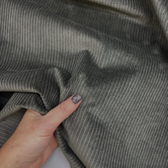 Вельвет хлопковый темный холодный хаки