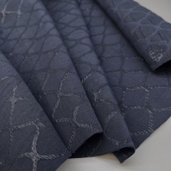 Жаккард хлопковый двухсторонний с узором, темно-синий