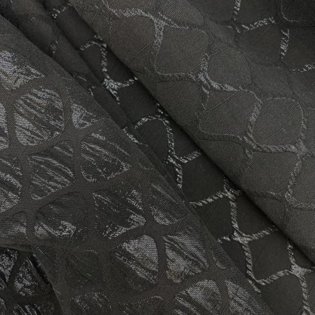 Жаккард хлопковый двухсторонний с узором, черный