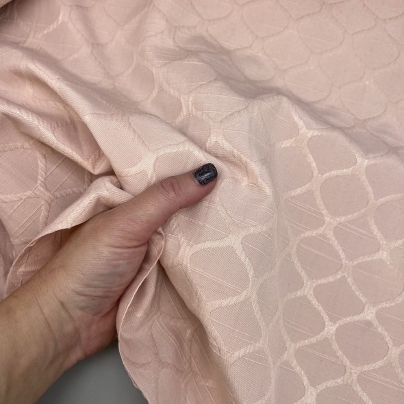 Жаккард хлопковый двухсторонний с узором, персиково-розовый