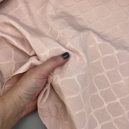 Жаккард хлопковый двухсторонний с узором, персиково-розовый