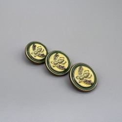 Пуговицы металлические с зелено-желтой эмалью